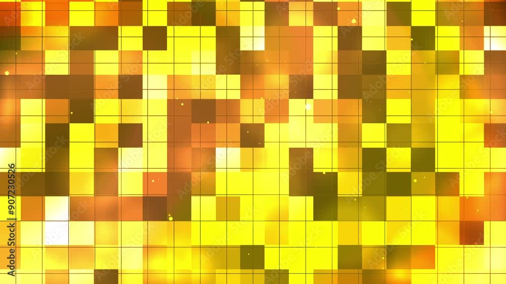 Yellow abstract background. Grid of yellow, orange, and brown squares with white dots suitable for graphic design projects, backgrounds, abstract art, and geometric patterns. Yellow abstract background. Grid of yellow, orange, and brown squares with white dots suitable for graphic design projects, backgrounds, abstract art, and geometric patterns.