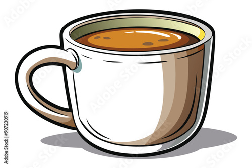 A Full Mug of Coffee with a Brown Handle