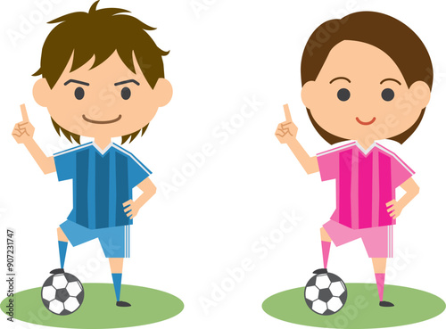 サッカー選手のイメージイラスト（男女セット）