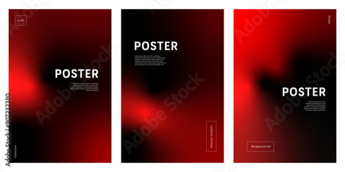 Modern poster template background with abstract red gradient mesh on black copy space 