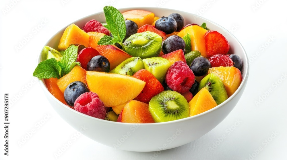 Refreshing Fruit Salad in a White Bowl Refreshing Fruit Salad in a White Bowl