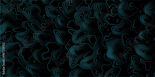  Topographic Map in Contour Line Light Topographic blue-black color background from Ocean toper Line topography map contour background, Natural printing illustrations of maps.