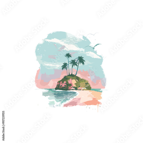 vector image of pink beach made with aircolor.ai generated