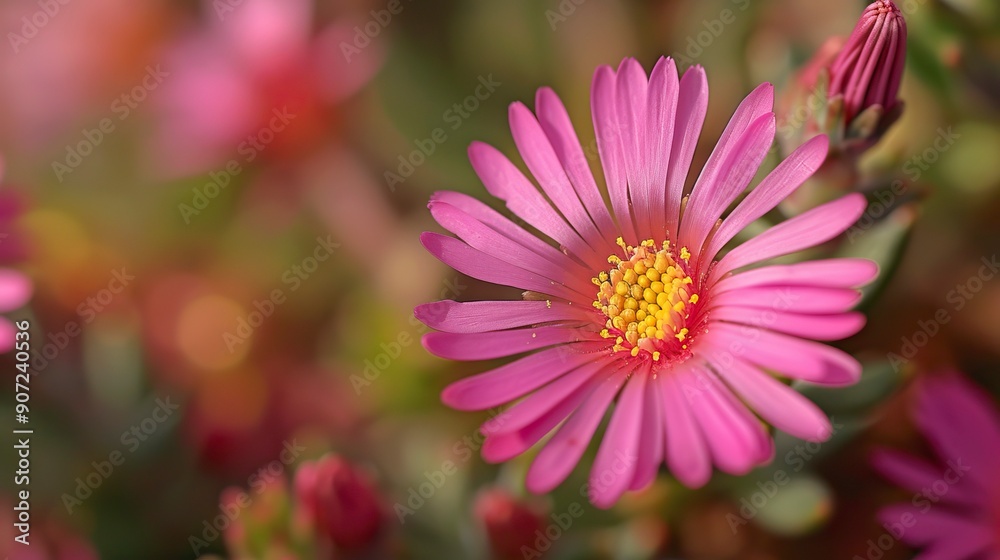 Fototapeta premium Pink Delosperma cooperi in macro slider 