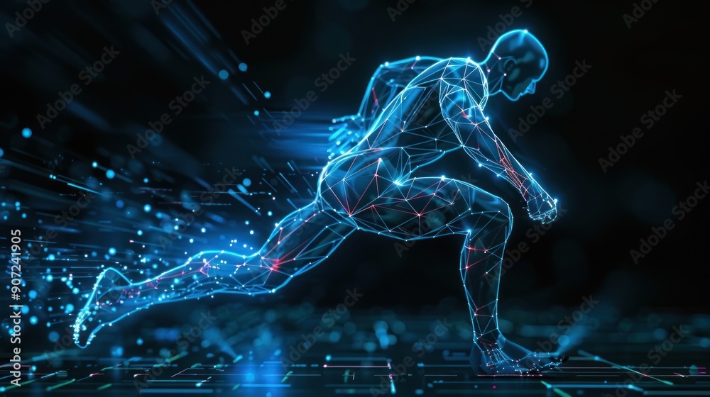 The energy and speed possessed by modern technology that can run as fast as lightning, creates a bright neon blue color The energy and speed possessed by modern technology that can run as fast as lightning, creates a bright neon blue color