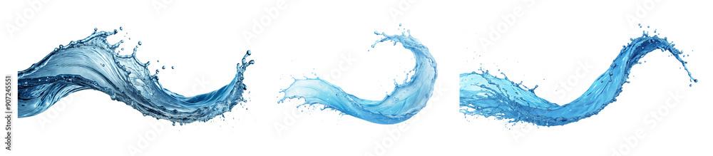 Obraz premium Splashing Water Wave: Transparent Background Image, Crystal Clear Water Wave Splash.