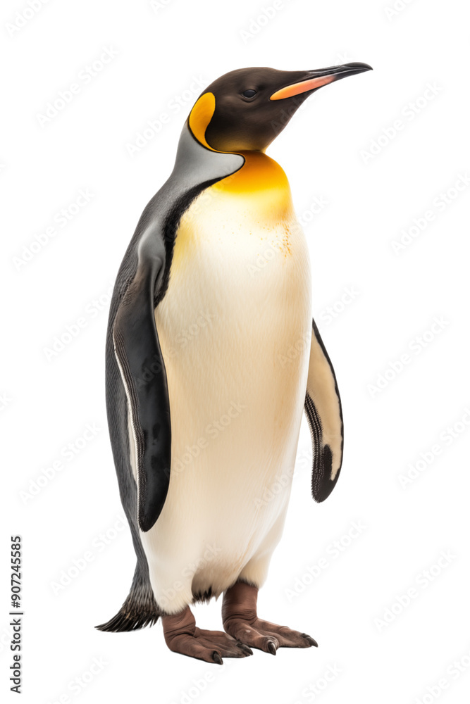 Fototapeta premium Emperor Penguin Standing Tall Isolated on a White Background