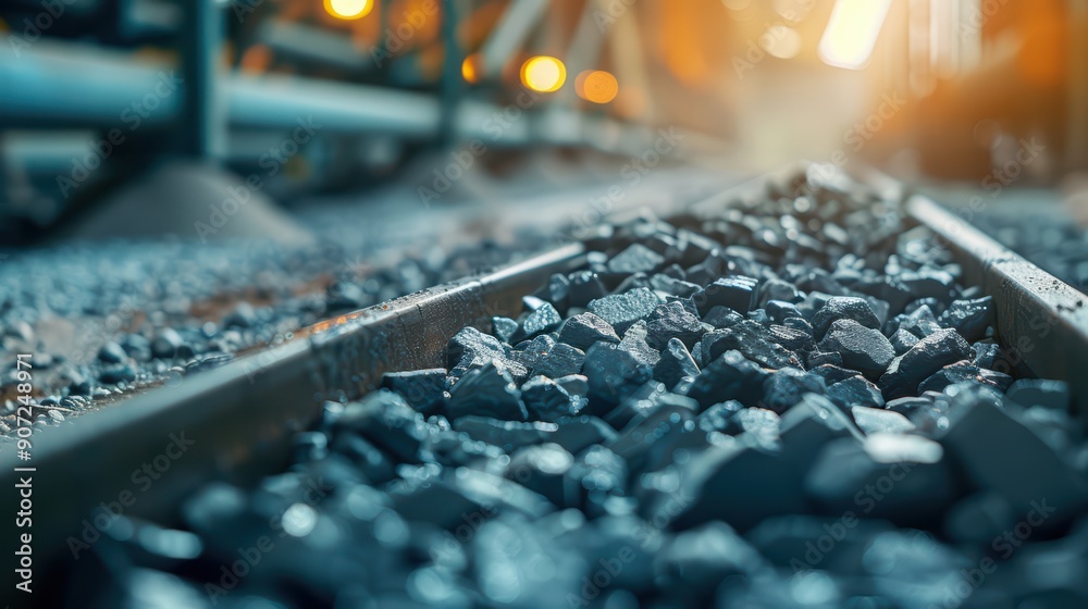 Close-up of Industrial Railway Tracks with Gravel and Blurred Background in Warm Lighting Close-up of Industrial Railway Tracks with Gravel and Blurred Background in Warm Lighting