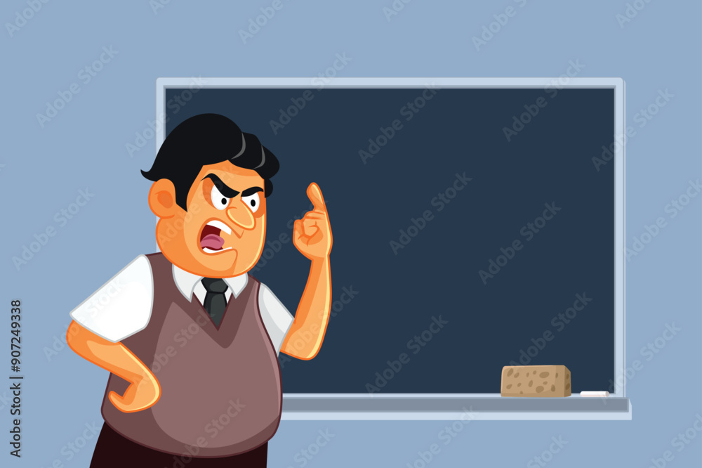 Professor Yelling in Front of the Blackboard Vector Cartoon. Angry teacher spreading negativity acting tough
Professor Yelling in Front of the Blackboard Vector Cartoon. Angry teacher spreading negativity acting tough