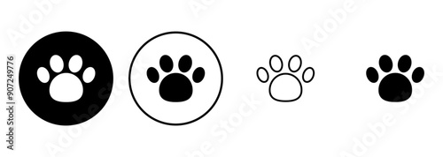 Paw icon set. paw print icon vector. dog or cat paw