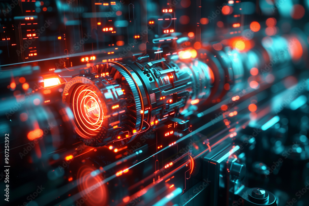 Abstract machine on futuristic background Abstract machine on futuristic background