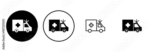 Ambulance icon set. ambulance truck icon vector. ambulance car