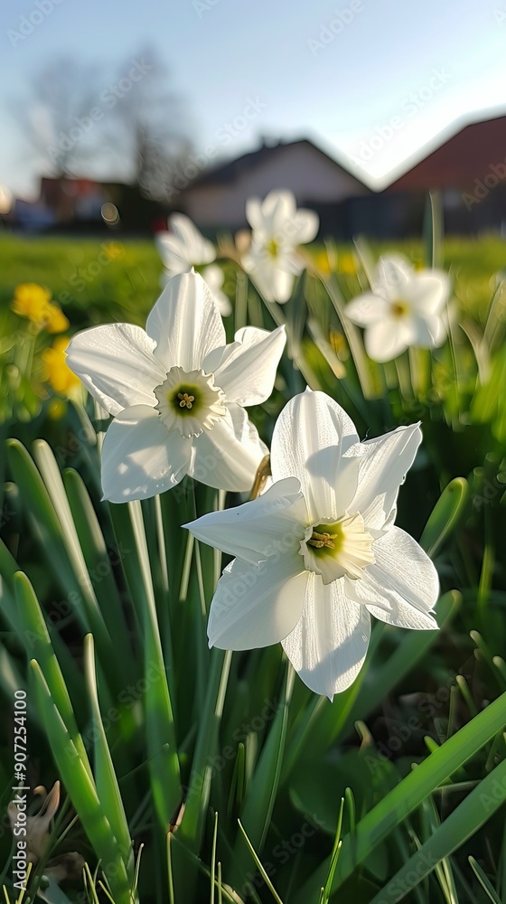 Obraz premium White daffodils (Narcissus papyraceus) in spring