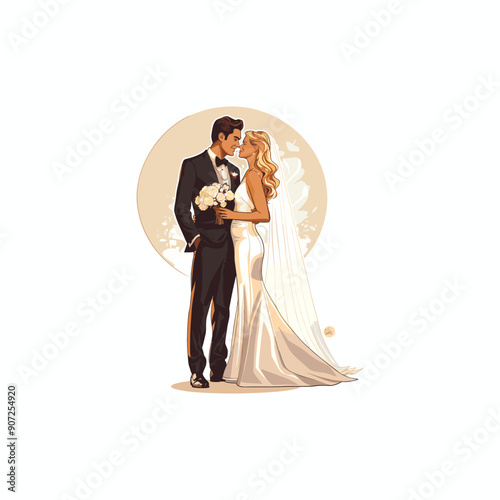 vector wedding watercolor drawing. ai generated