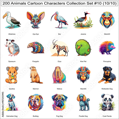 Cute Cartoon Characters Animal Bundle Collection Set of 200 Animals Part 10