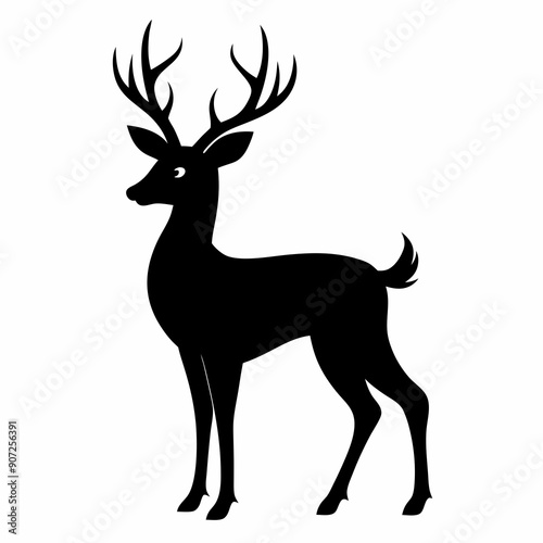 deer illustration, deer vector illustration, pet vector art, deers silhouette, animal vector icon, eps, Cartoon deer