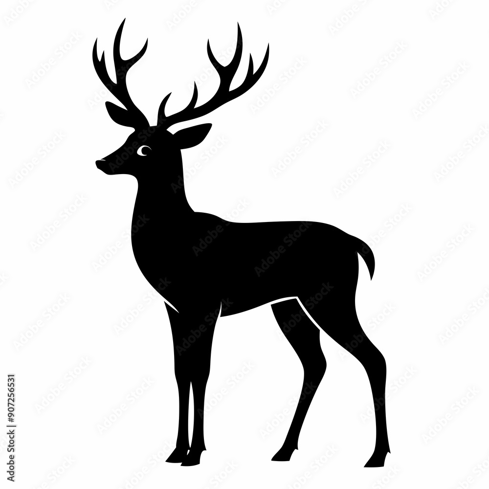 Fototapeta premium deer illustration, deer vector illustration, pet vector art, deers silhouette, animal vector icon, eps, Cartoon deer