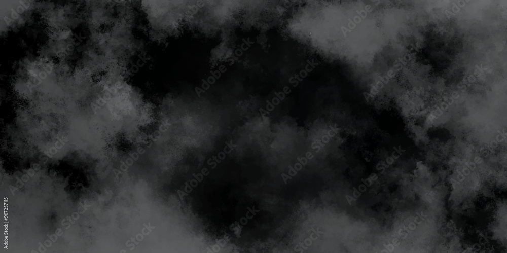 Fototapeta premium Abstract black and gray isolated cloud cumulus clouds. Gray aquarelle painted realistic fog or mist smoky textured canvas design. White and ash messy wall stucco texture background.