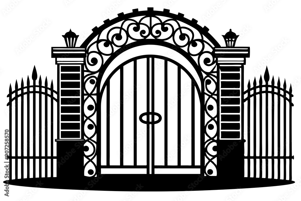 Gate silhouette vector, Fence Gate Vector illustration
Gate silhouette vector, Fence Gate Vector illustration