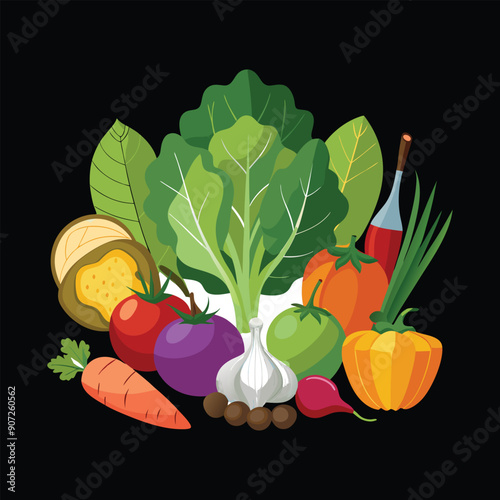 Creative set of  a fresh vegetable  illustration design on a white background