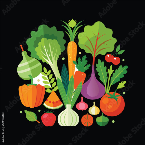 Creative set of  a fresh vegetable  illustration design on a white background