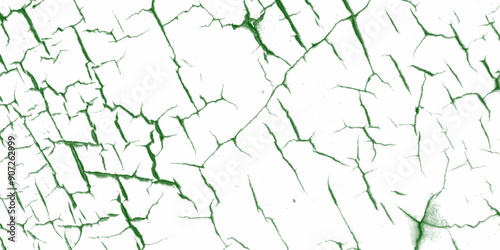 A green and white vintage vector of a cracked wall. background with cracks.  Scratched lines texture. White and green distressed grunge concrete wall pattern for graphic design. Peel paint crack.  