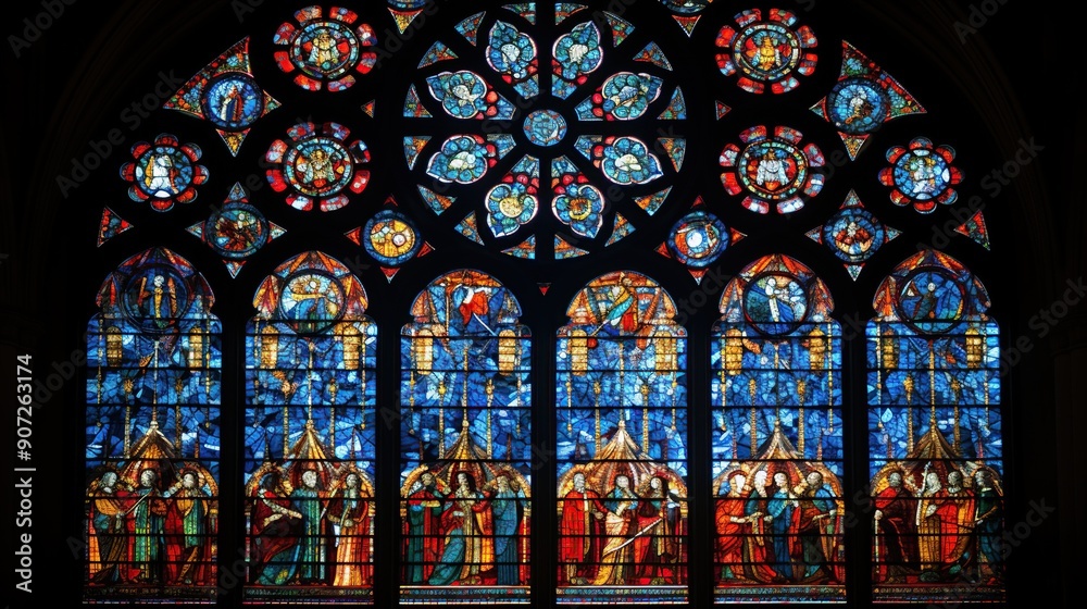 Stained Glass Window Depicting Religious Figures