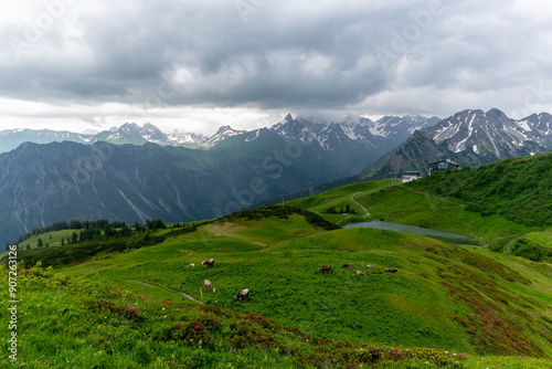 Blick vom Fellhorn auf den Schlappoldsee in den Allgäuer Alpen. photo