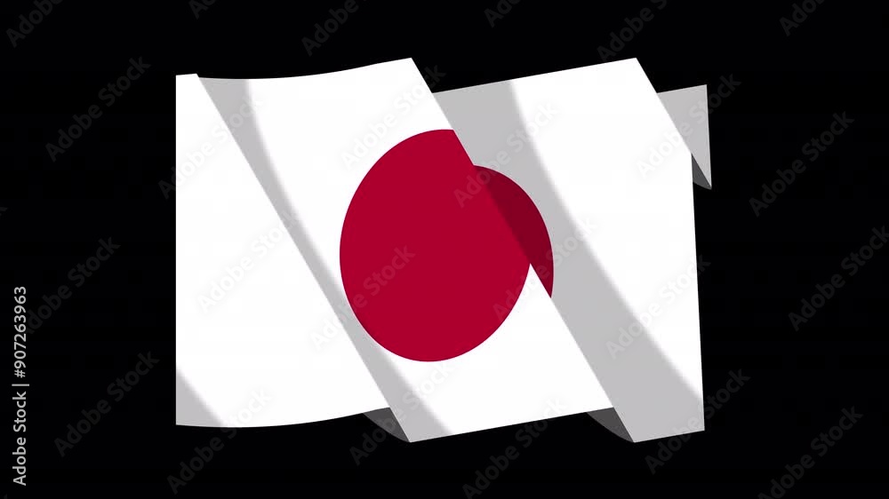 Looping animation of the Japan flag with alpha channel, waving flag 4k ...