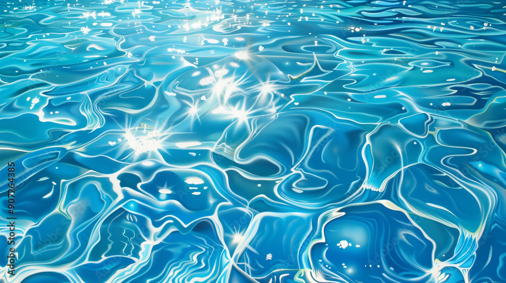 Sunlit Blue Water Surface with Ripple Effects Sunlit Blue Water Surface with Ripple Effects