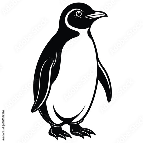 penguin on a white background silhouette vector illustration 
