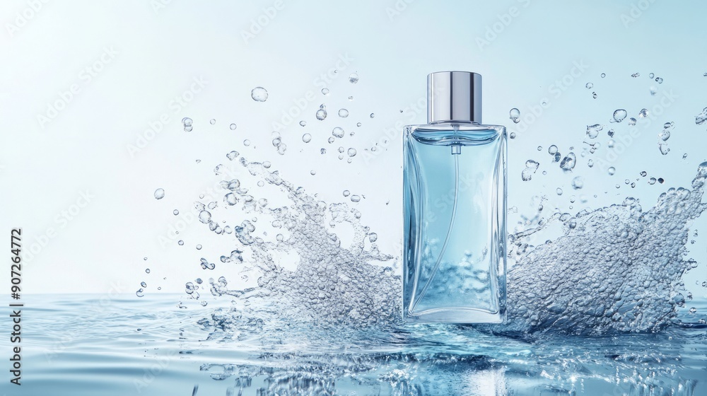 Refreshing Splash: Perfume Bottle in Water Refreshing Splash: Perfume Bottle in Water