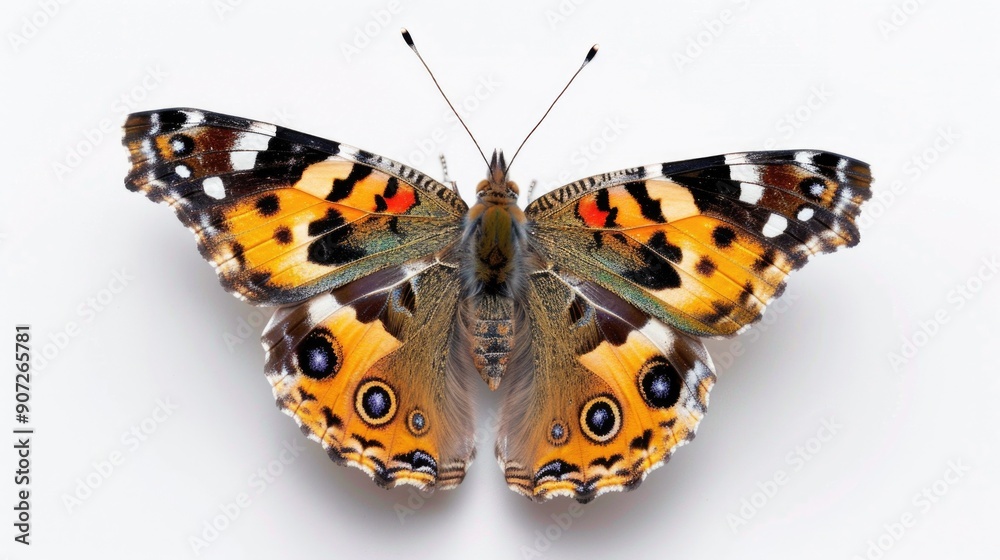 Close-up of a butterfly perched on a white surface, detailed view Close-up of a butterfly perched on a white surface, detailed view