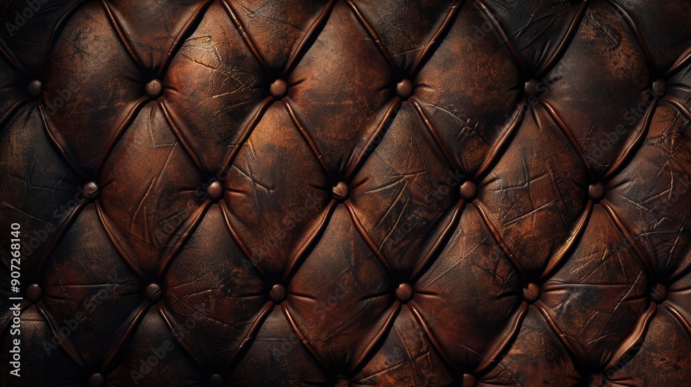 Fototapeta premium Close-up of brown leather car interior, suitable for automotive or design uses