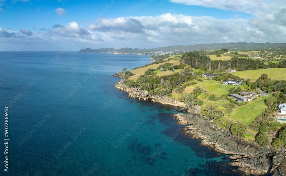 The ocean coastline of Bream Bay in the town of Waipu, Northland, New Zealand. The ocean coastline of Bream Bay in the town of Waipu, Northland, New Zealand.