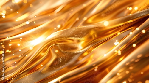 Glittering Golden Fabric with Shimmering Light Effects