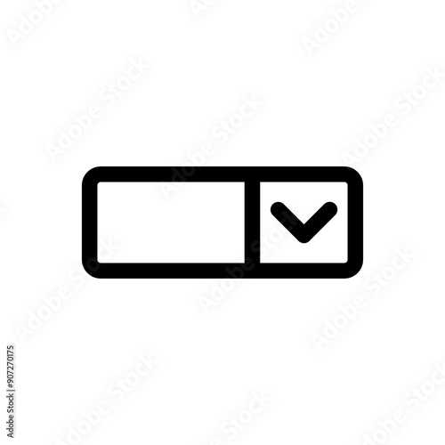 Dropdown icon in black, outline style and transparent background