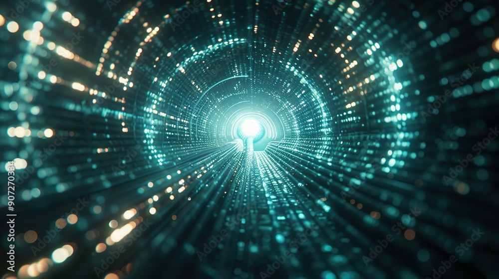 Abstract Digital Tunnel with Bright Lights Abstract Digital Tunnel with Bright Lights