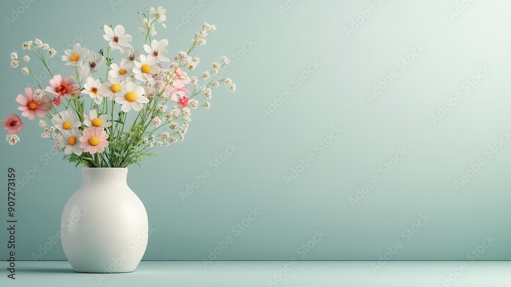 Artistic flower arrangement with mixed wildflowers, floral, boho decor
