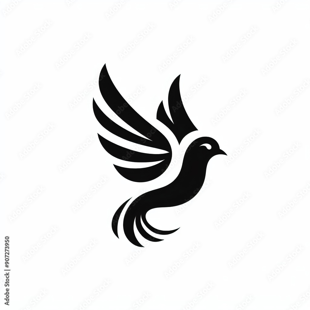Fototapeta premium black and white bird logo illustration