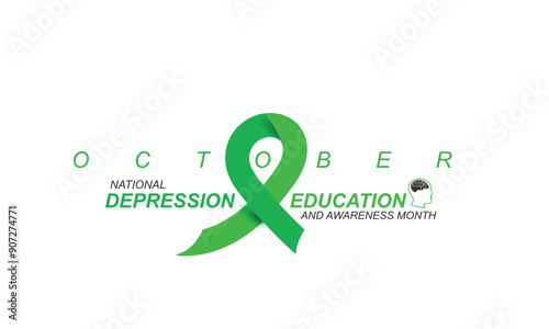 National Depression education and awareness month. background, banner, card, poster, template. Vector illustration.