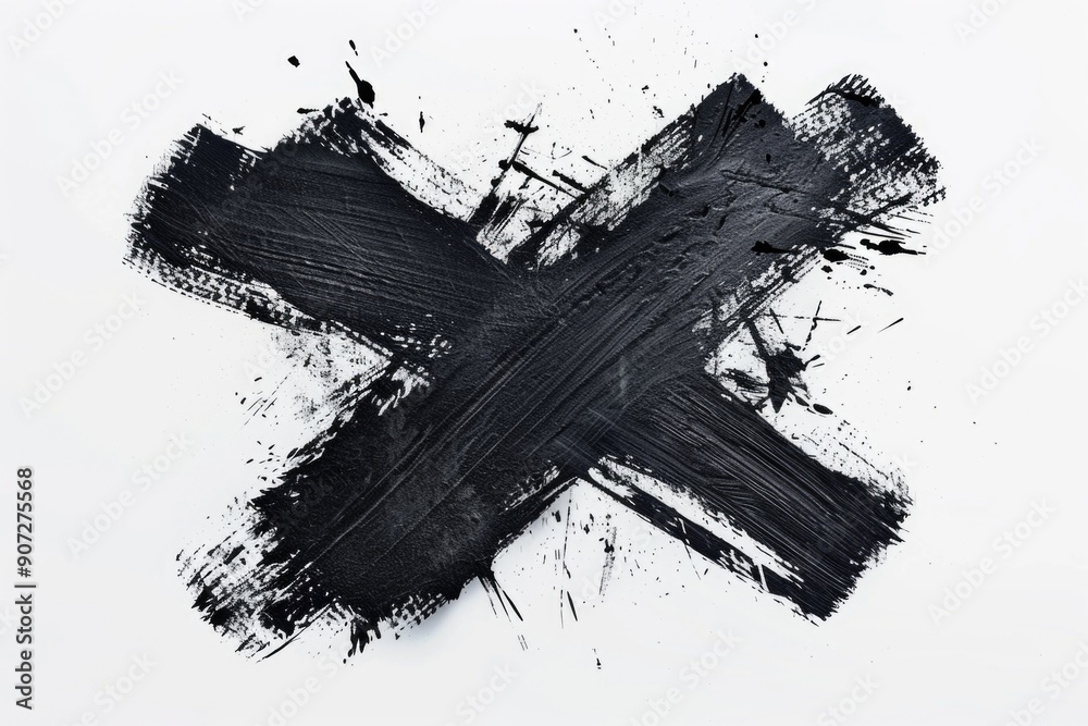 A simple yet striking image of a cross made from black paint on a white surface
