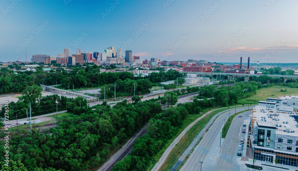 Downtown Kansas City at sunset, Missouri, United States Of America.