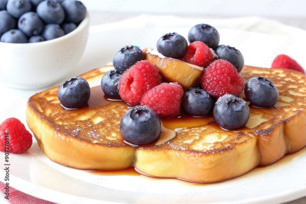 toast with blueberries, raspberries, and maple syrup toast with blueberries, raspberries, and maple syrup