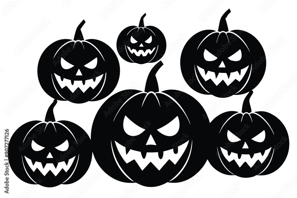 scary jack o lantern pumpkins with different vector illustration  