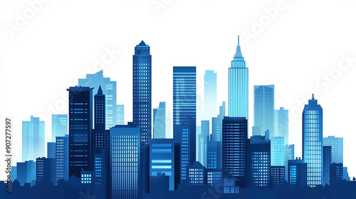 Wallpaper Mural minimalist abstract city skyline, in the color of blue Torontodigital.ca