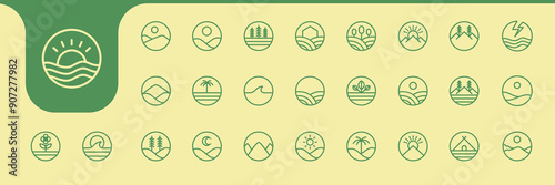 nature outdoor icon set design vector