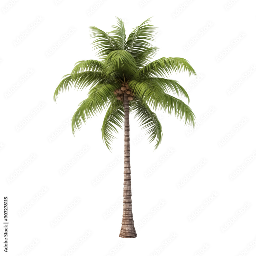 Obraz premium Tall Green Coconut Palm Tree Isolated On Transparent Background