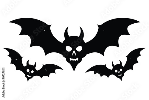 Halloween  set on a white background silhouette vector illustration