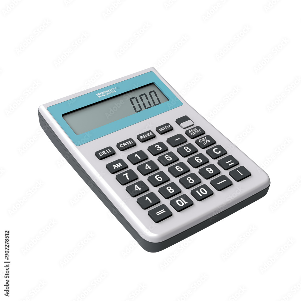 Blue And Black Calculator With Digital Display On A White Background Blue And Black Calculator With Digital Display On A White Background